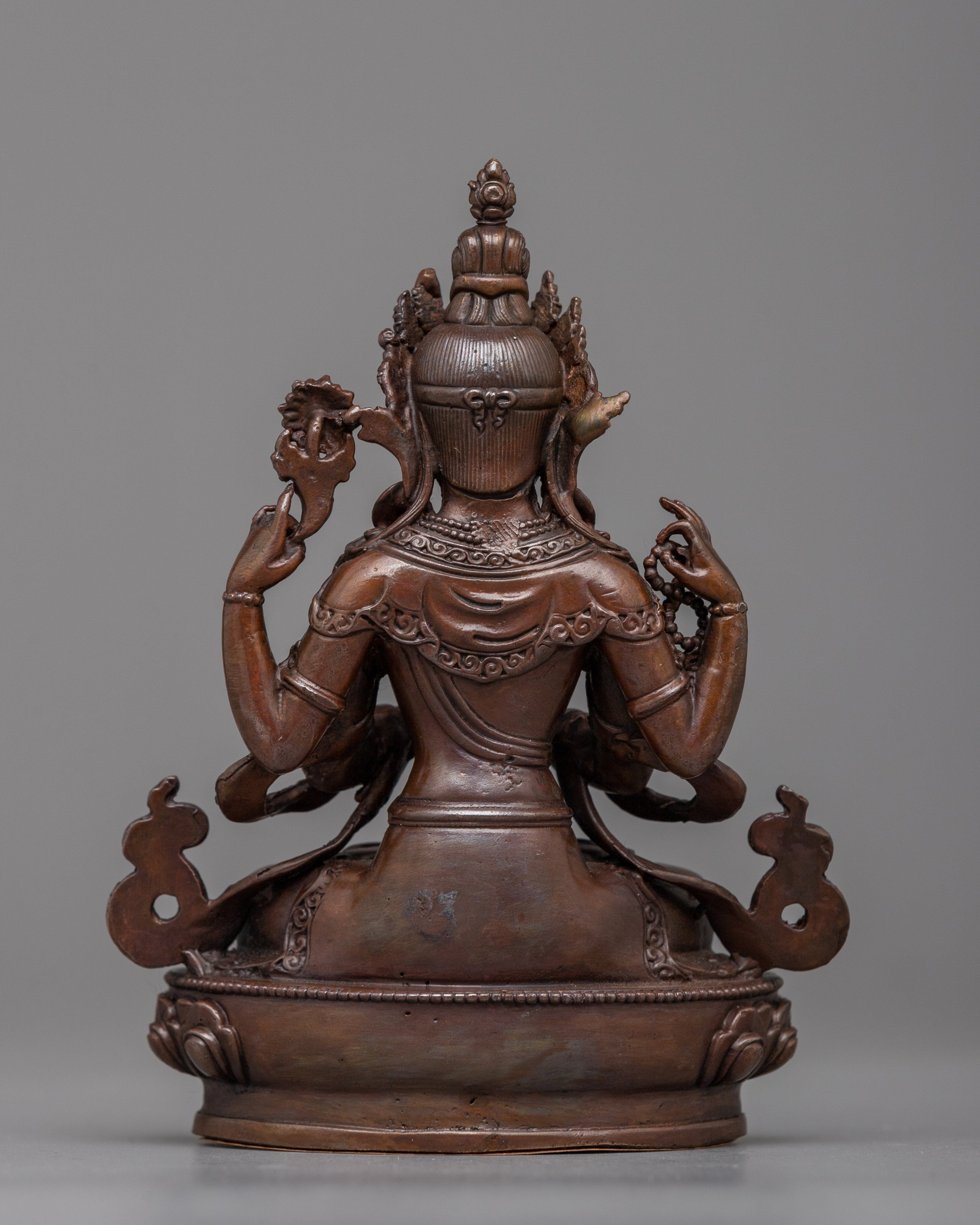 Oxidized Copper Chenresig Statue | Reflect the Eternal Compassion and Wisdom of the Bodhisattva