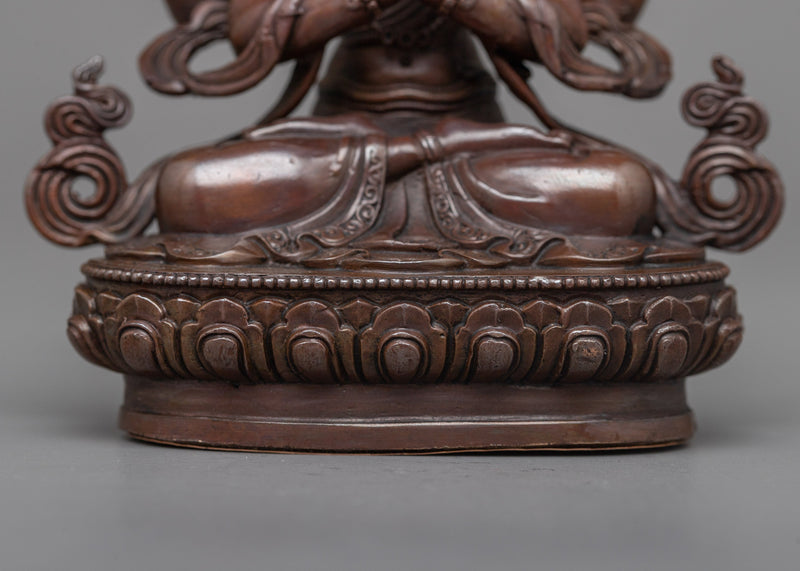 Oxidized Copper Chenresig Statue | Reflect the Eternal Compassion and Wisdom of the Bodhisattva