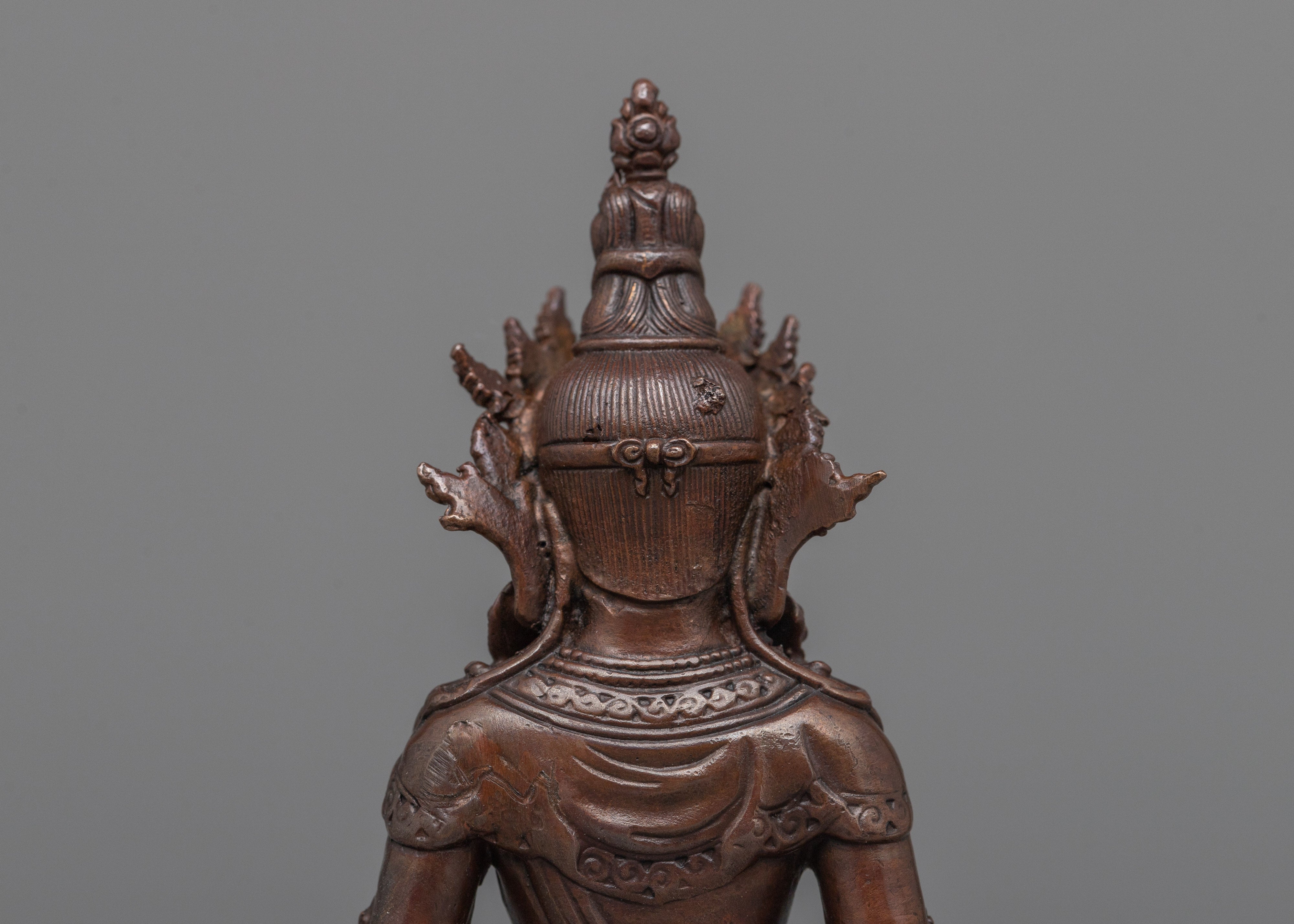 Copper Buddha Amitayus Statue |  Radiating Healing and Longevity Blessings