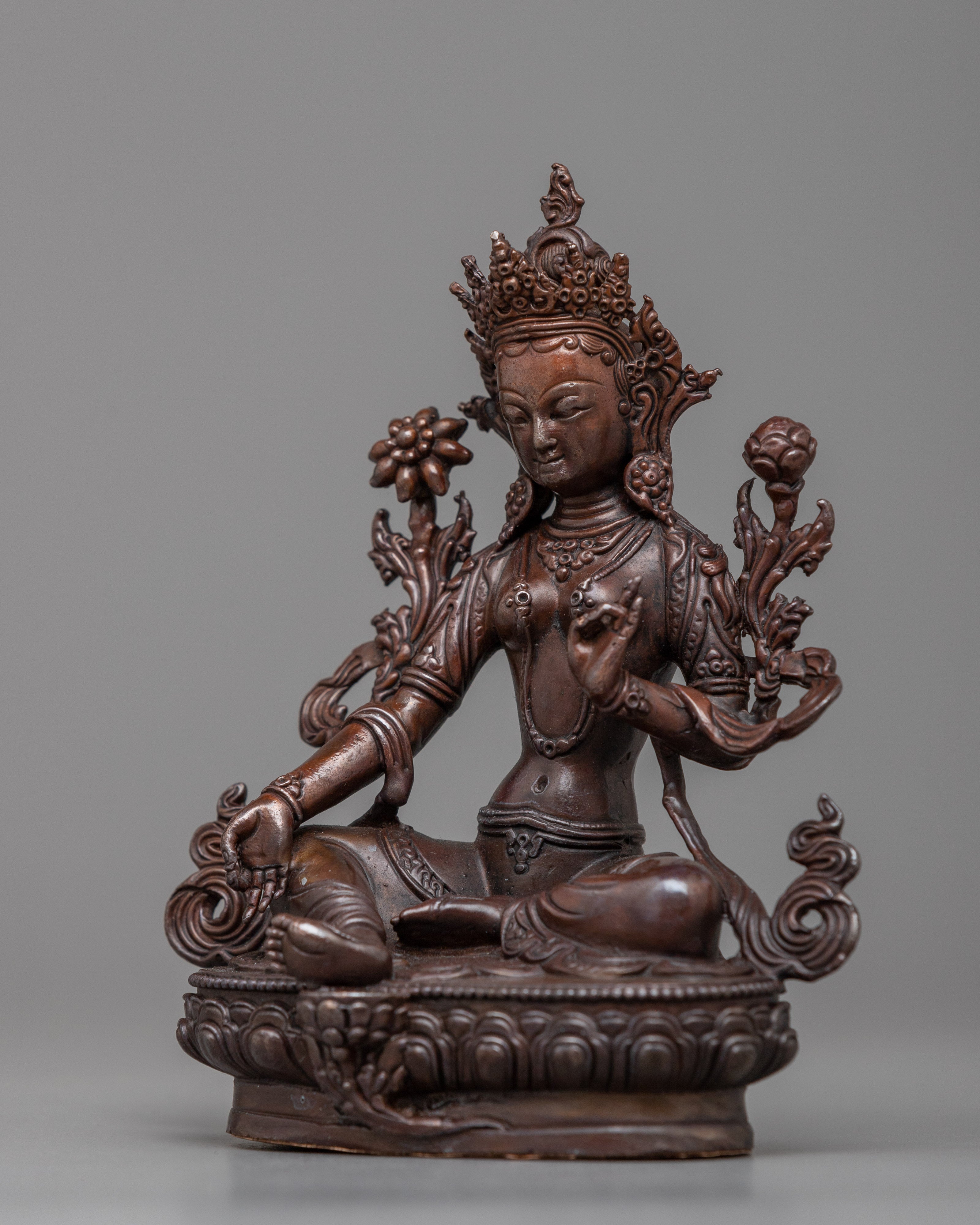 Tibetan Arya Green Tara Statue | Enlightened Presence for Your Altar