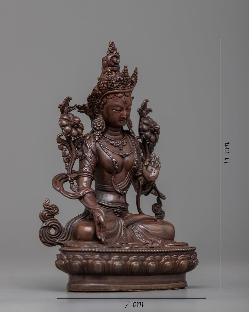 Copper Machine Made White Tara Statue | Invoke Serenity and Healing Art