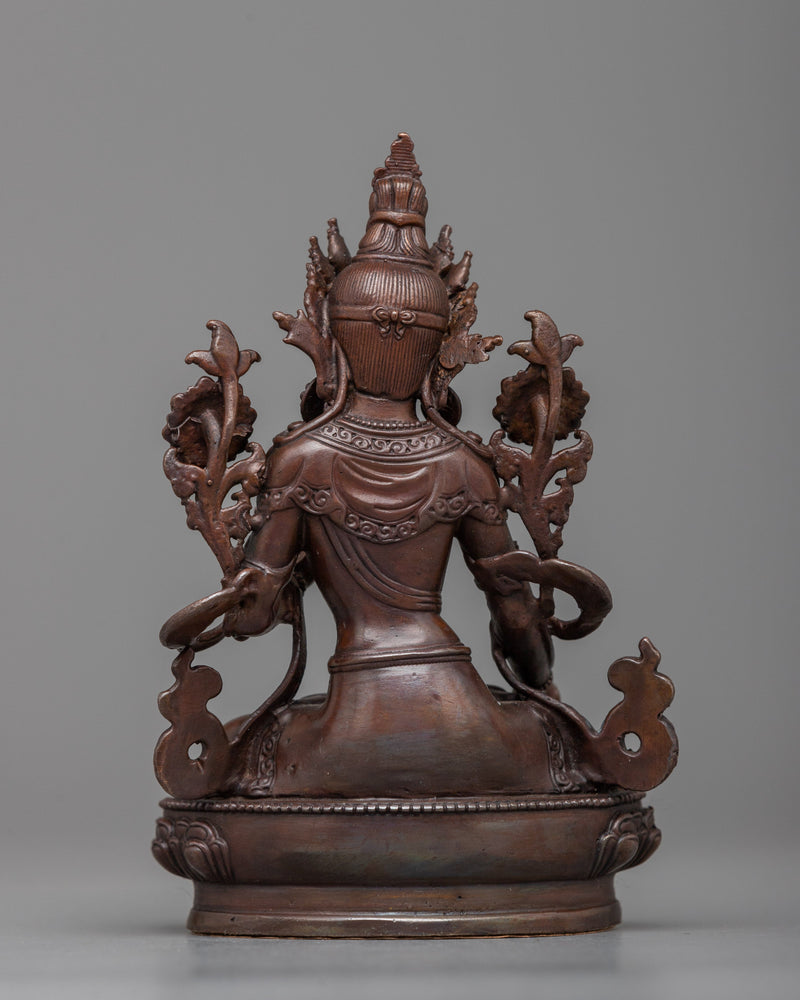 Copper Machine Made White Tara Statue | Invoke Serenity and Healing Art