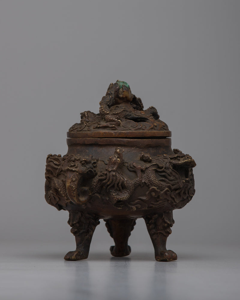 Copper Dragon Incense Burner | Traditional Design for Meditation Space