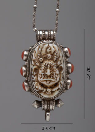 Wrathful Deity Face Silver Locket | Powerful Tibetan Protector Amulet