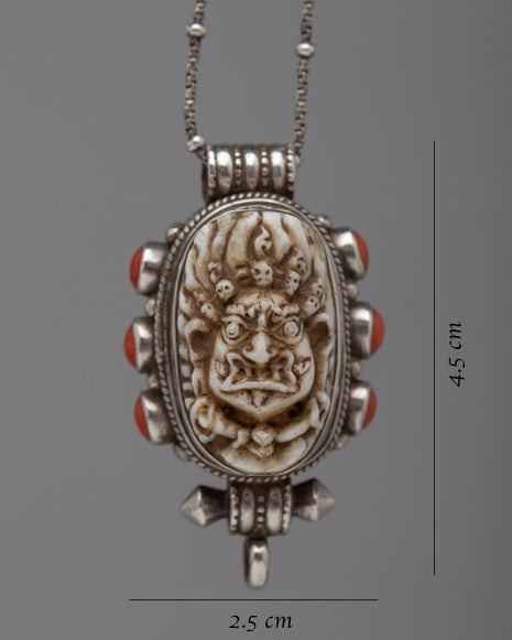Wrathful Deity Face Silver Locket | Powerful Tibetan Protector Amulet
