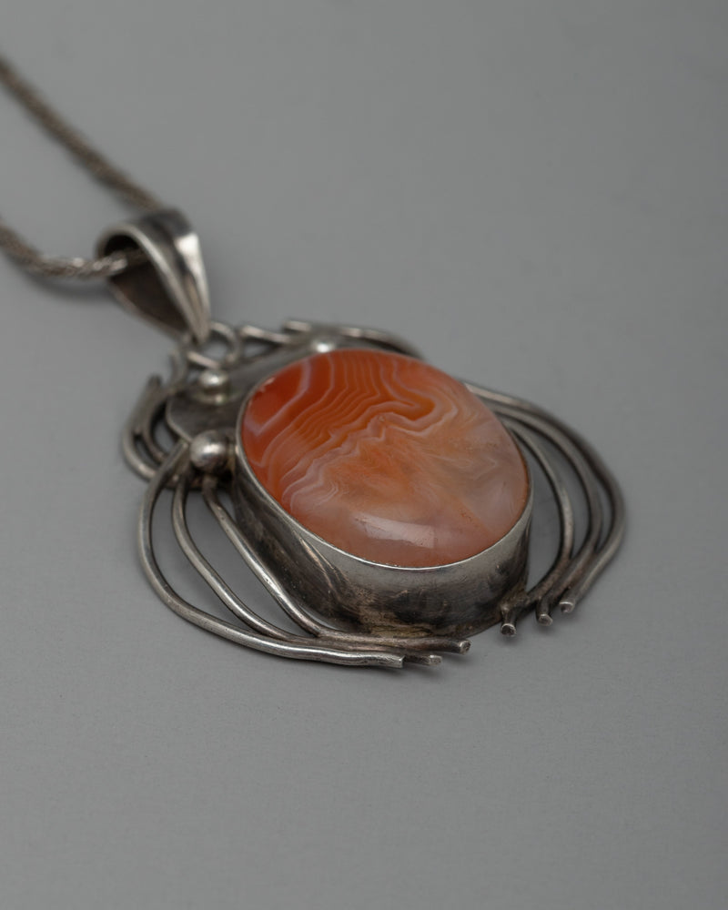 Orange Sardonyx Pendant | High-Quality Stone for Emotional Balance and Harmon