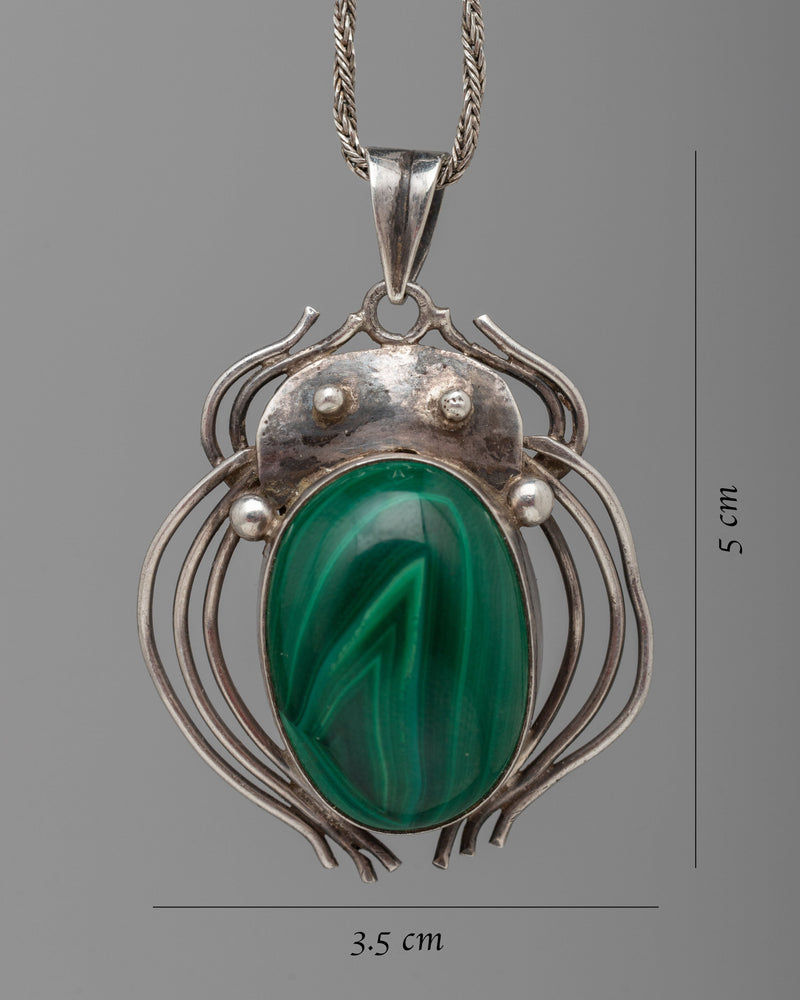 Malachite Pendant with Oval Stone Shaped | Protective Jewelry for Spiritual Well-being