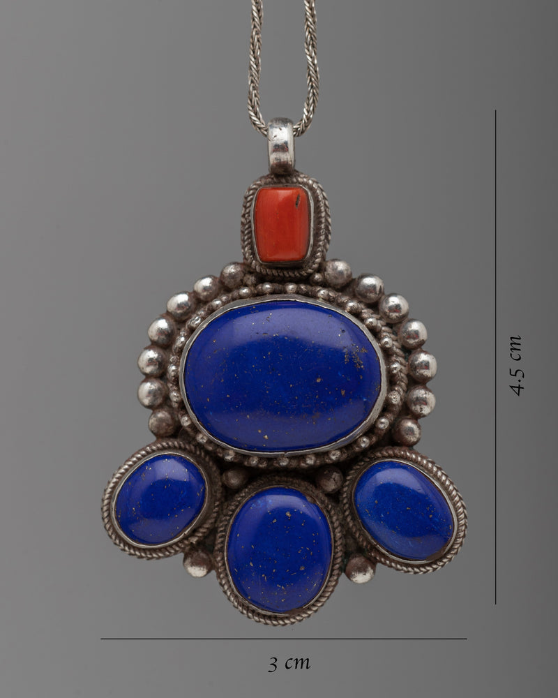 Lapis Lazuli and Coral Locket | Protective Amulet for Spiritual Well-being