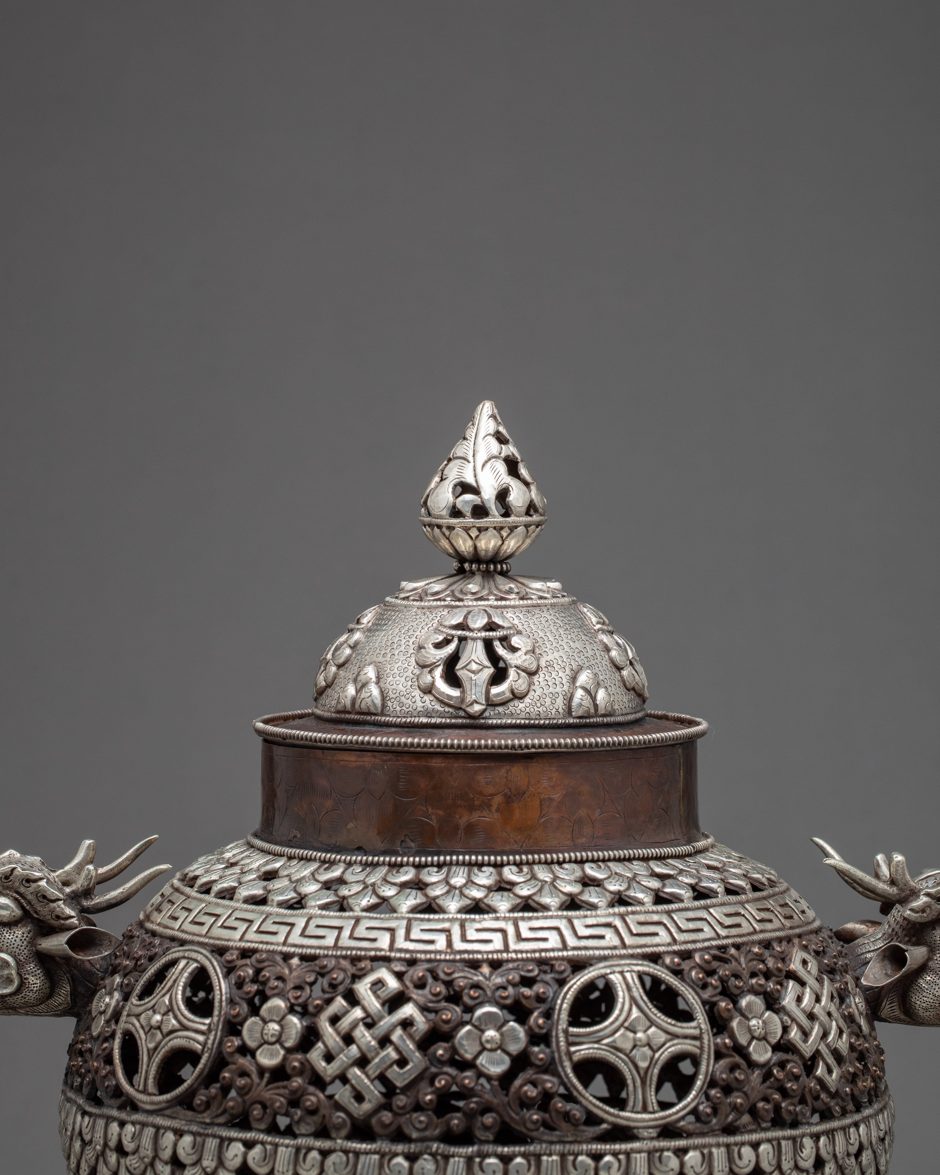 Antique Incense Burner | Buddist Ritual Items | Silver-plated Burner