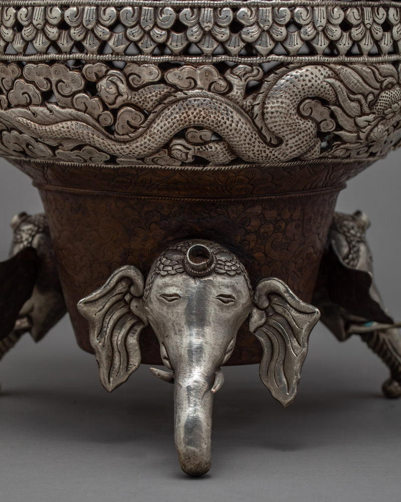 Antique Incense Burner | Buddist Ritual Items | Silver-plated Burner