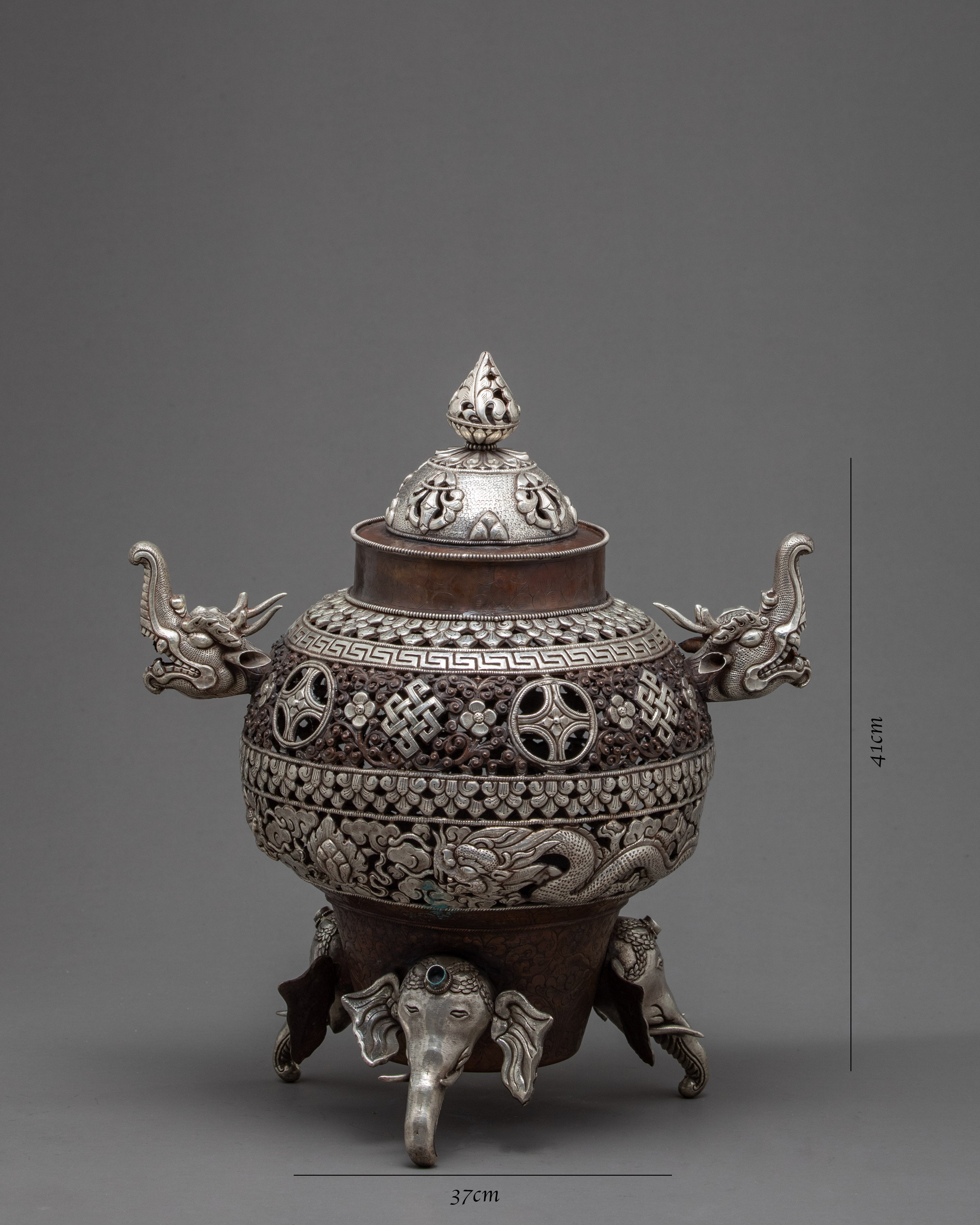 Antique Incense Burner | Buddist Ritual Items | Silver-plated Burner