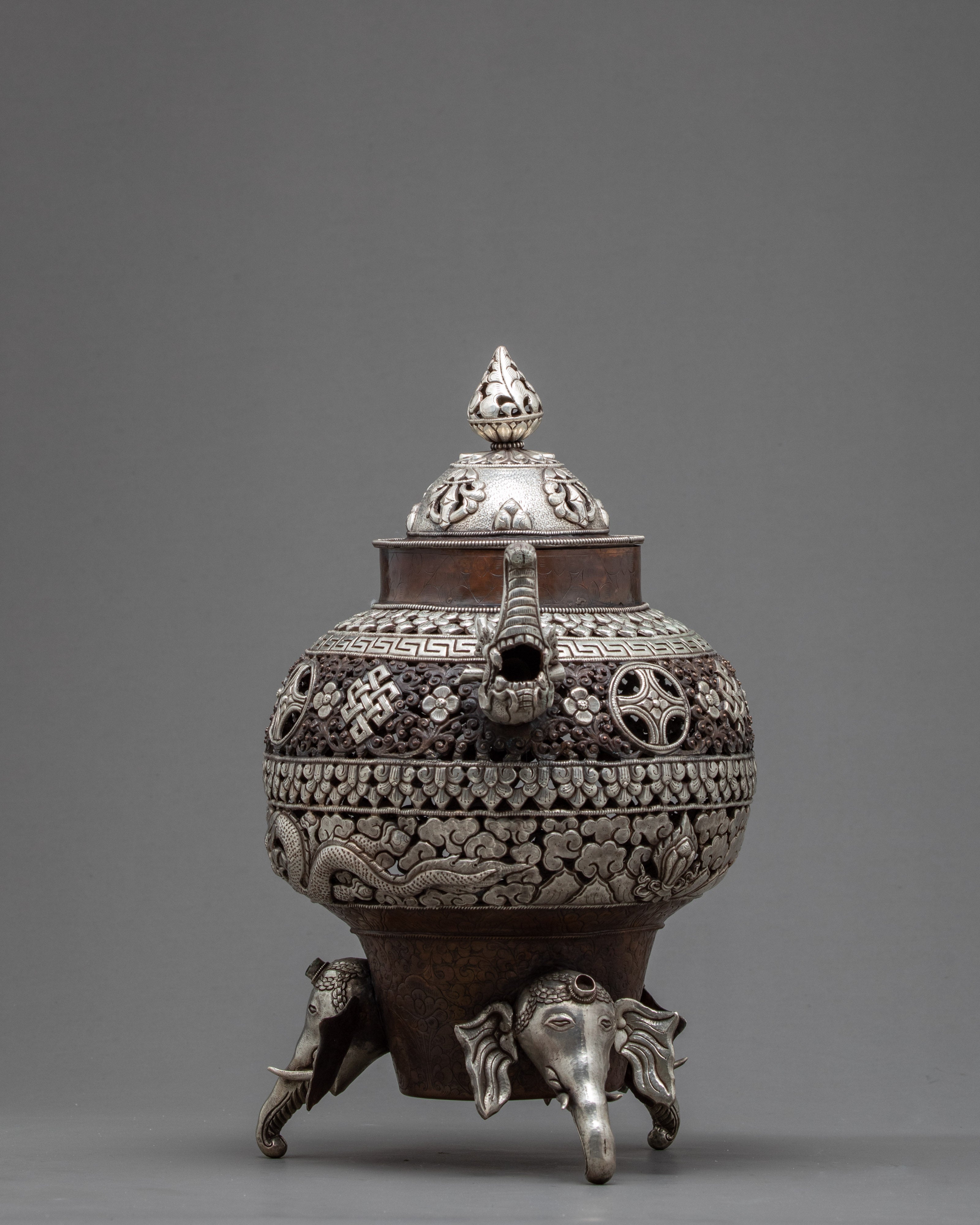Antique Incense Burner | Buddist Ritual Items | Silver-plated Burner
