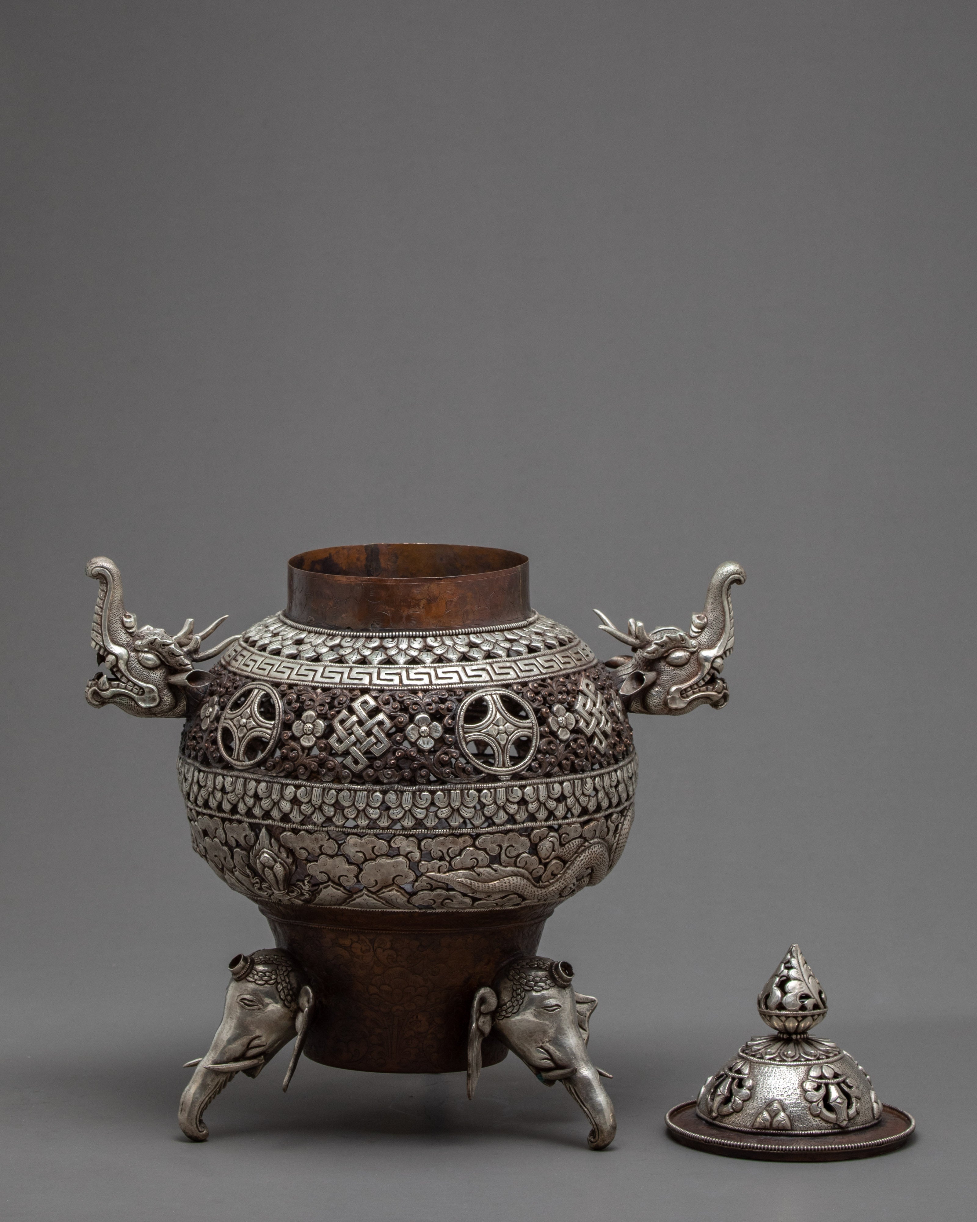 Antique Incense Burner | Buddist Ritual Items | Silver-plated Burner