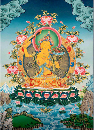 Hand Painted Manjushree Bodhisattva Thangka | Traditional Buddhist Art