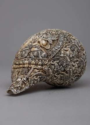 Deities Carved Buddhist Sankha | Unveiling Spiritual Mastery of Artistry