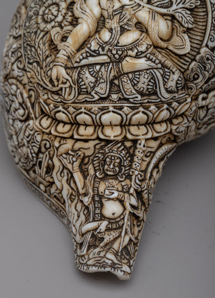 Deities Carved Buddhist Sankha | Unveiling Spiritual Mastery of Artistry