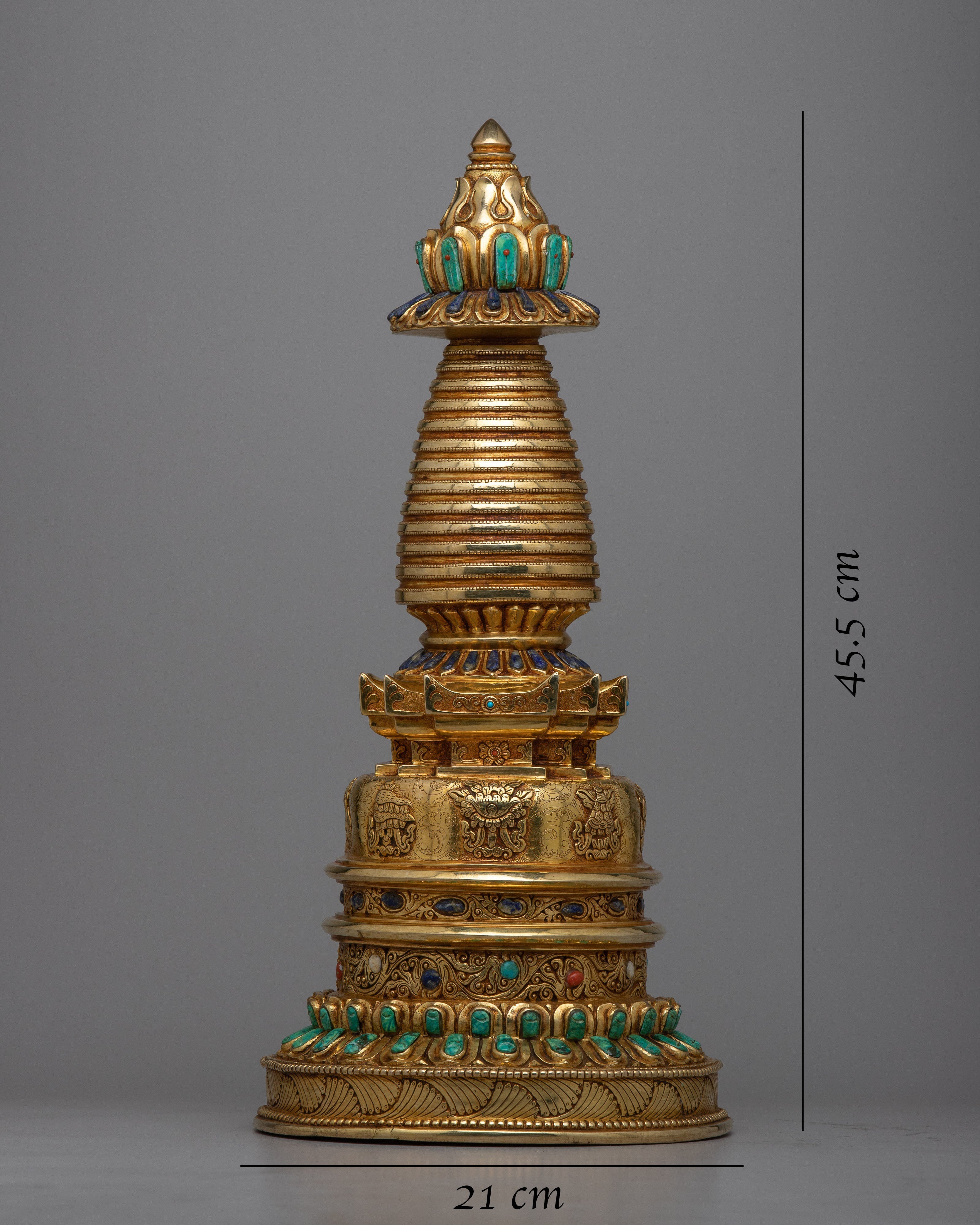 Gold Plated Kadampa Stupa | Invoking Serenity and Divine Blessings