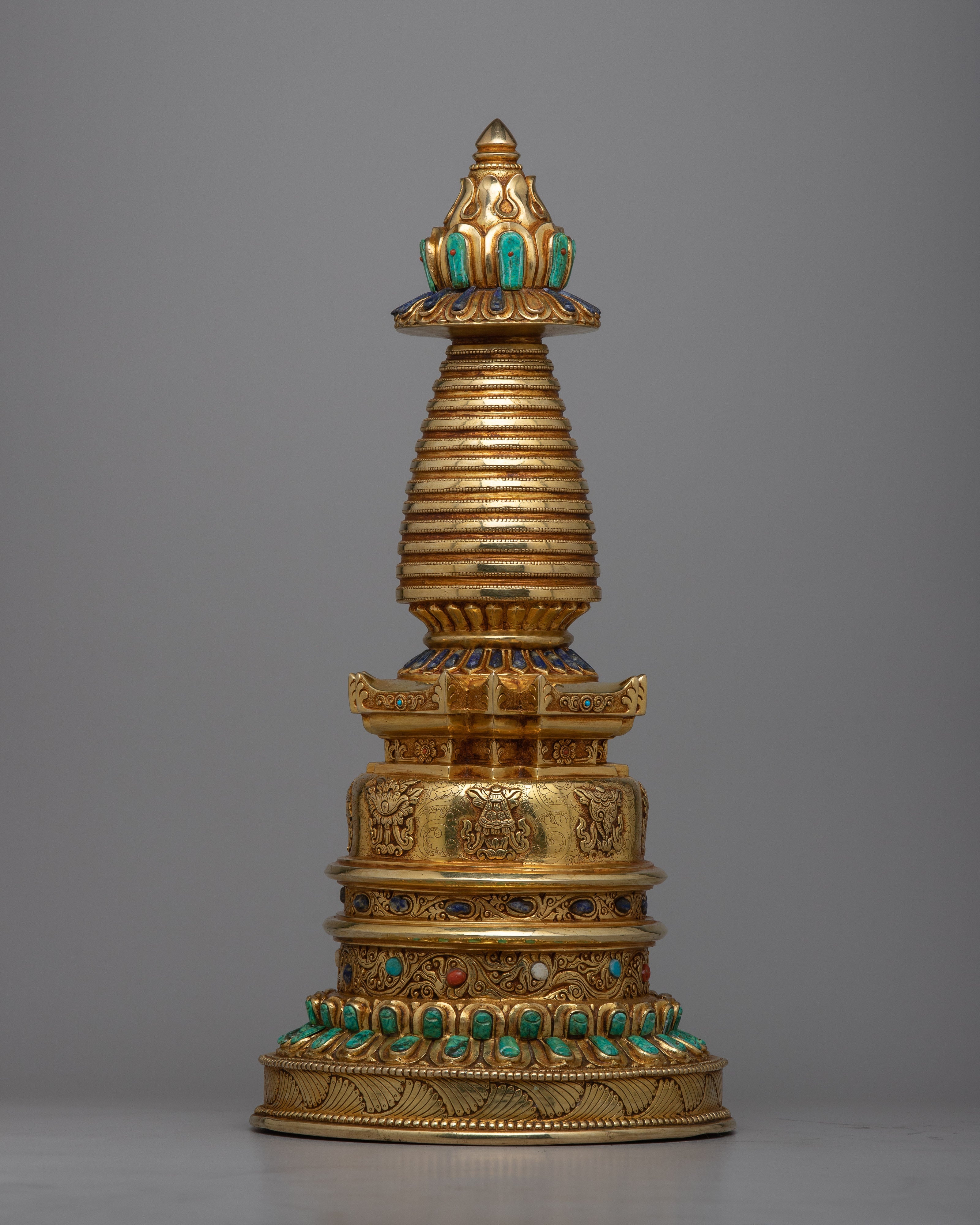 Gold Plated Kadampa Stupa | Invoking Serenity and Divine Blessings