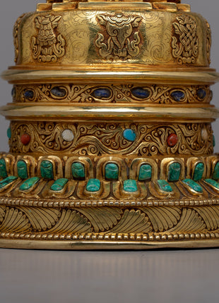 Gold Plated Kadampa Stupa | Invoking Serenity and Divine Blessings