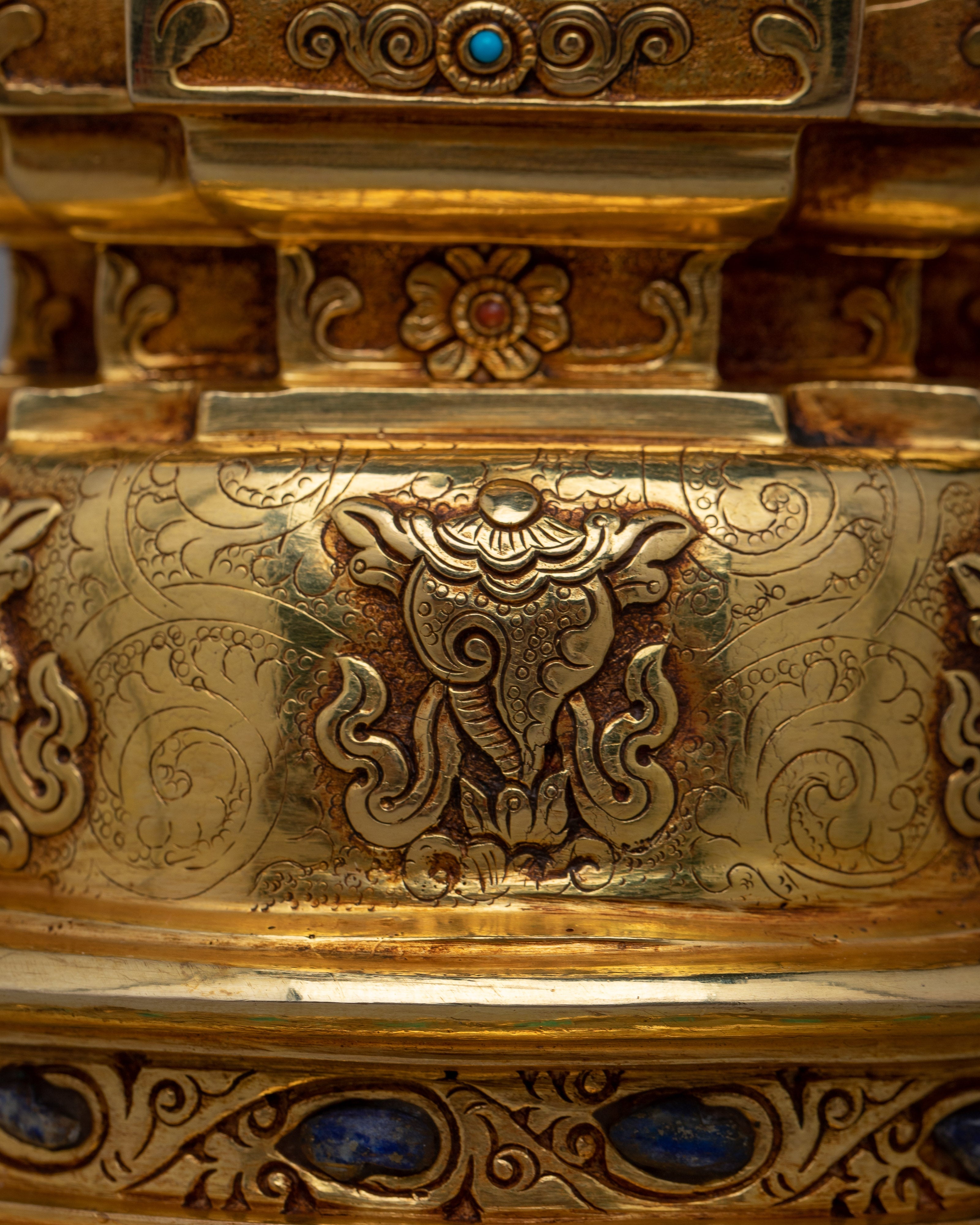 Gold Plated Kadampa Stupa | Invoking Serenity and Divine Blessings