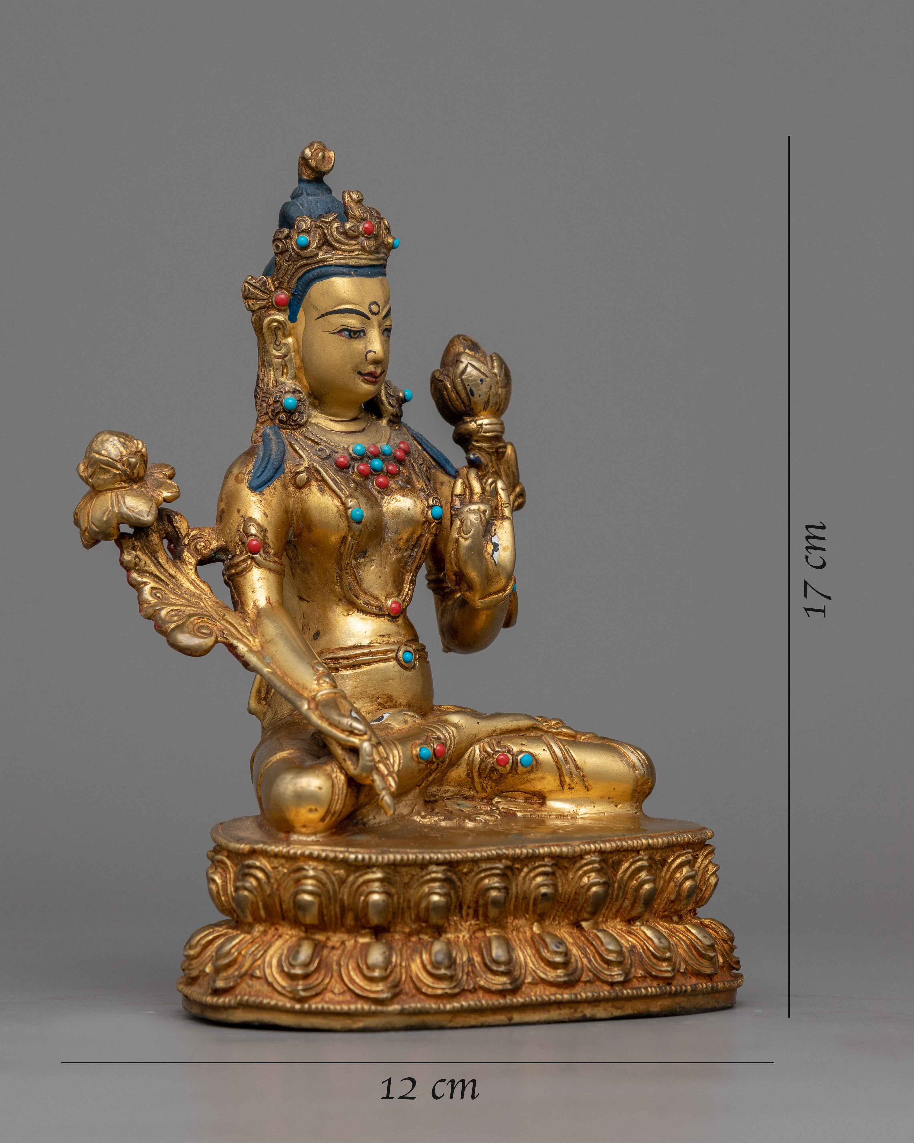 Handcrafted Copper White Tara Statue | Serene Goddess of Longevity