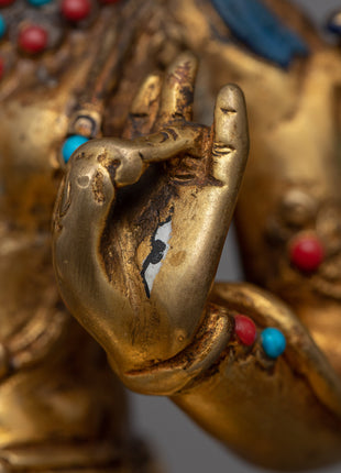Handcrafted Copper White Tara Statue | Serene Goddess of Longevity