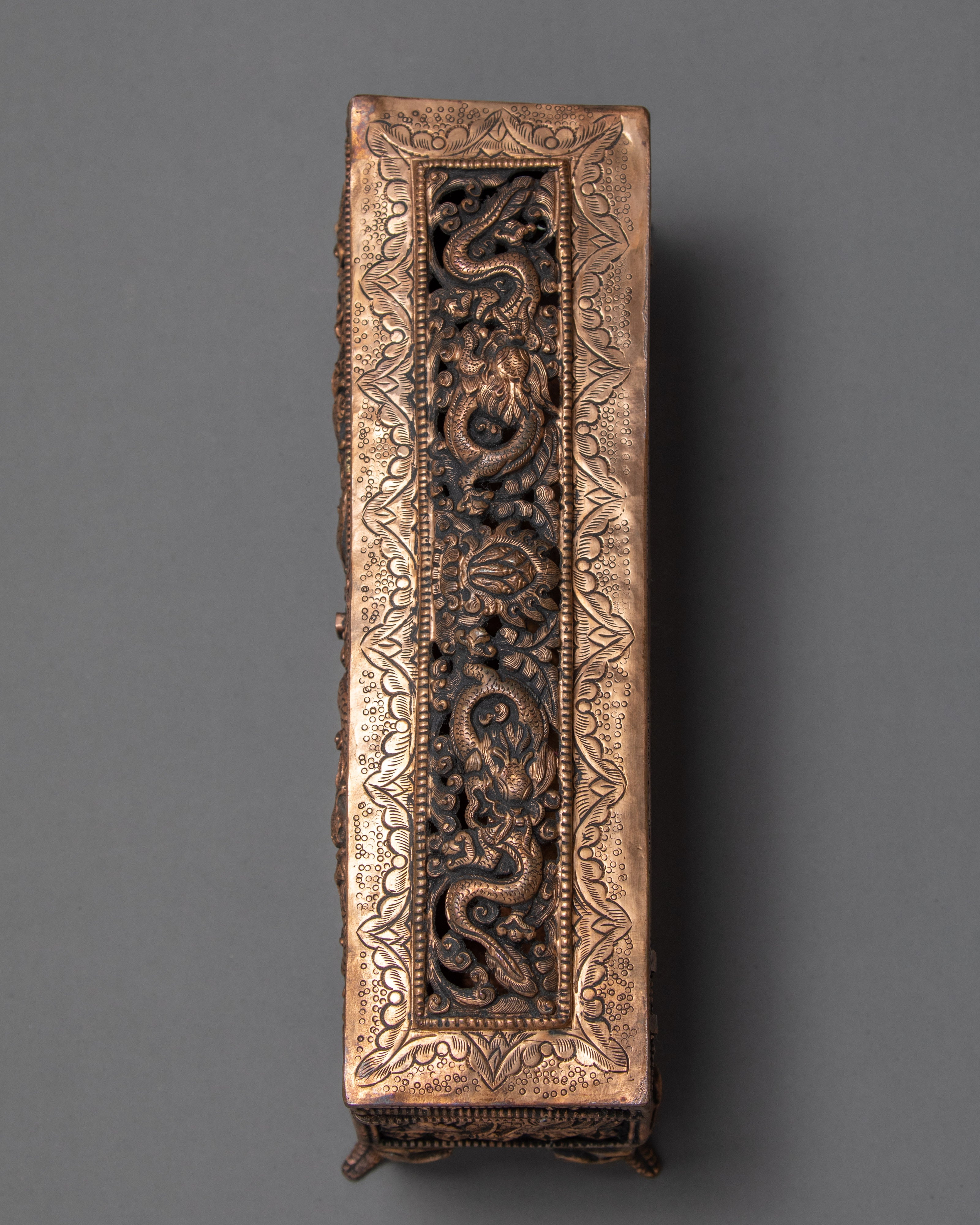 Hand carved Dragon Pattern Treasure Box | Nepalese Religious Art Decorative Trinket Box