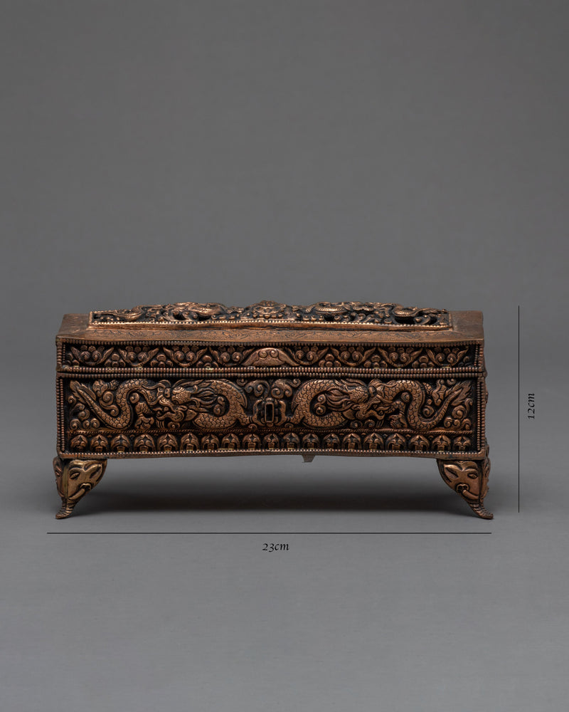 Dragon Box | Handcarved Treasure Box with Dragon Patterns | Decorative Trinket Boxes