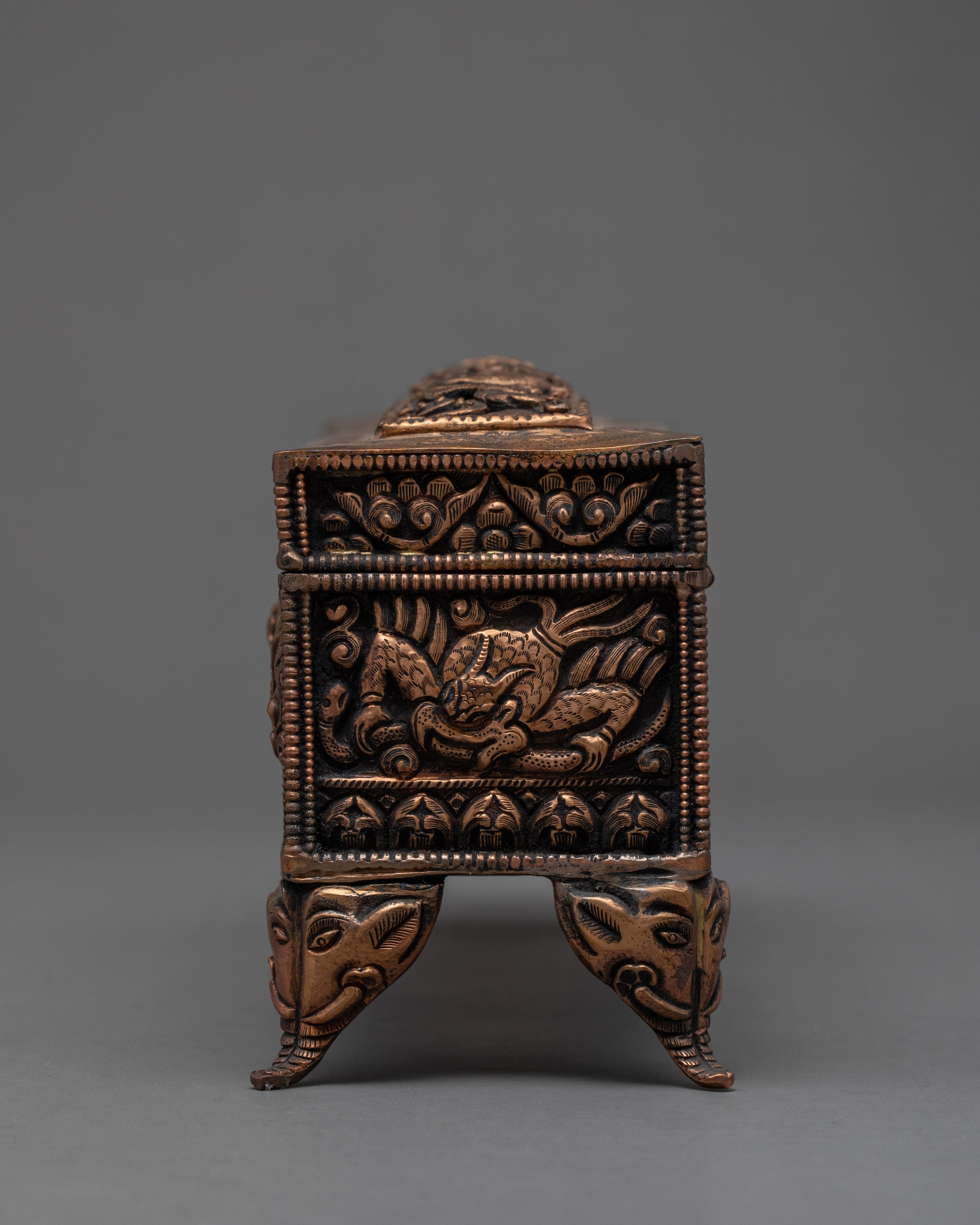 Hand carved Dragon Pattern Treasure Box | Nepalese Religious Art Decorative Trinket Box