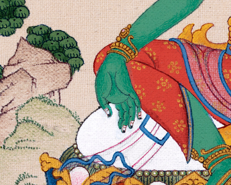 Green Tara Thangka | Hand Painted Tara | Tibetan Painting