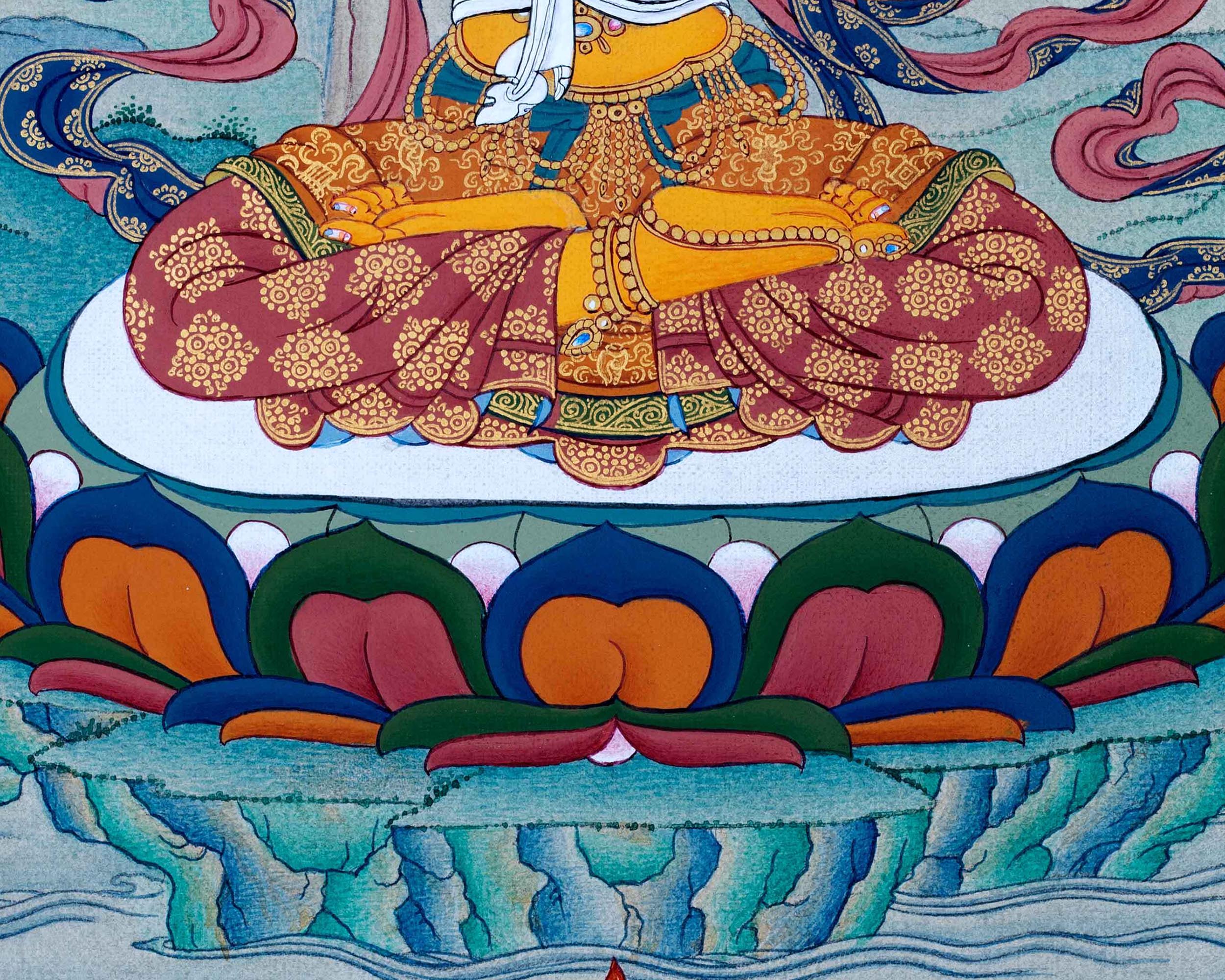 Tibetan Manjushri Thangka | Buddhism Art | 24K Gold