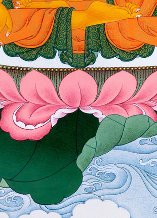 Hand-Painted Shakyamuni Buddha Thangka Art | Gold-Painted Thangka For Meditation Practice