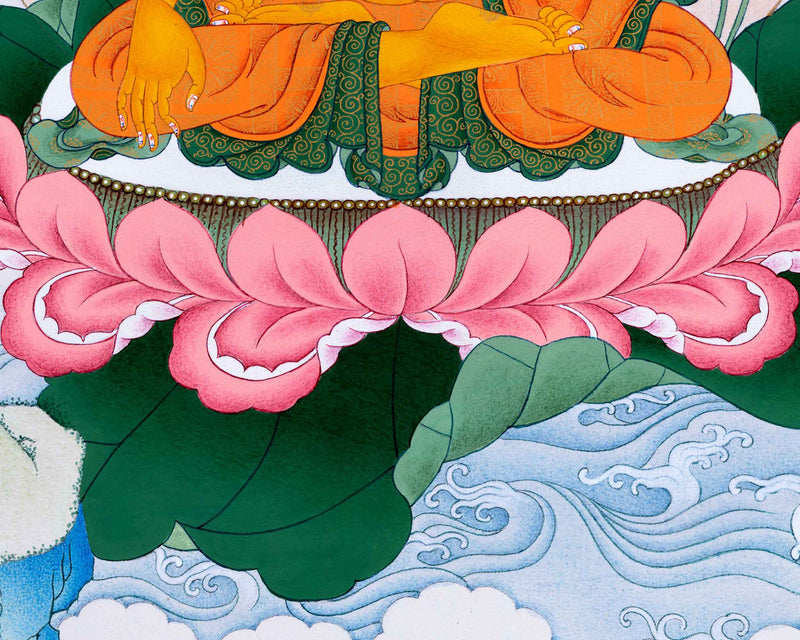 Hand-Painted Shakyamuni Buddha Thangka Art | Gold-Painted Thangka For Meditation Practice