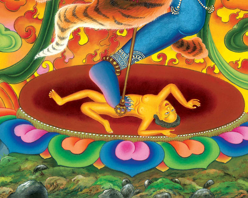 Traditional Buddhist Dakini Singha Mukha Thangka Print | Buddhist Spiritual Gifts