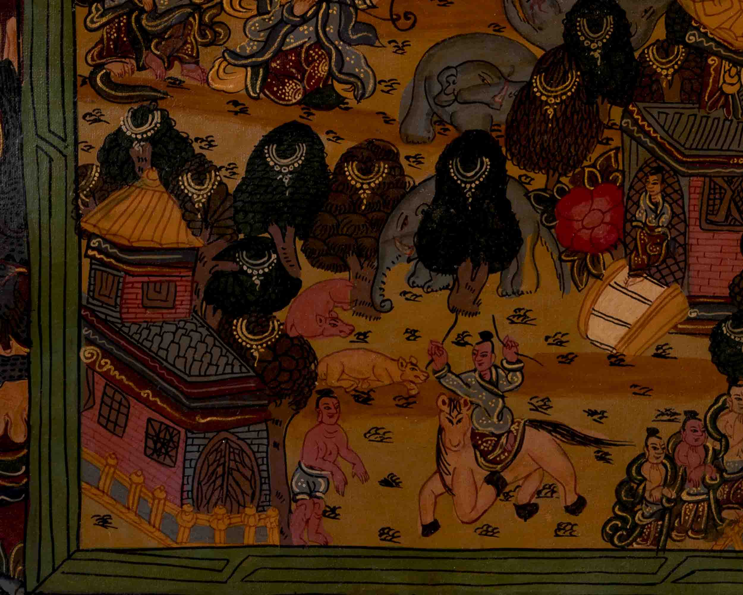 Oil Varnished Buddha life Story | Wall Decoration Painting