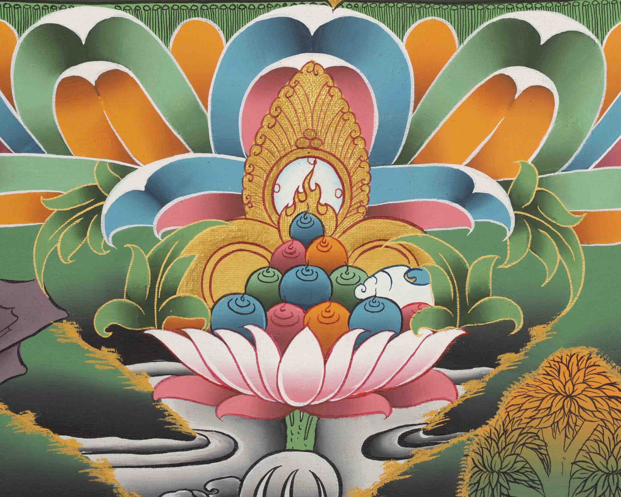 Red Amitayus Buddha | Buddhist Traditional Thangka | Gift For Buddhist