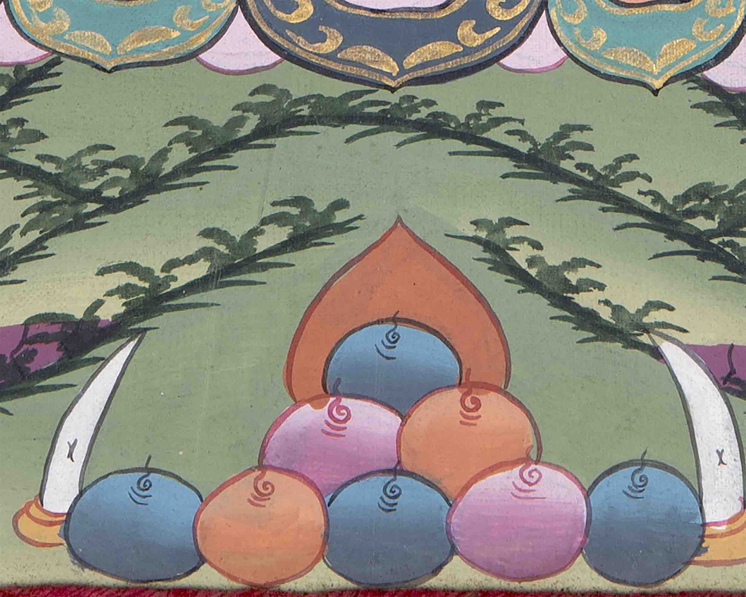 Namtose Thangka Painting With Brocade | Tibetan Buddhism Art