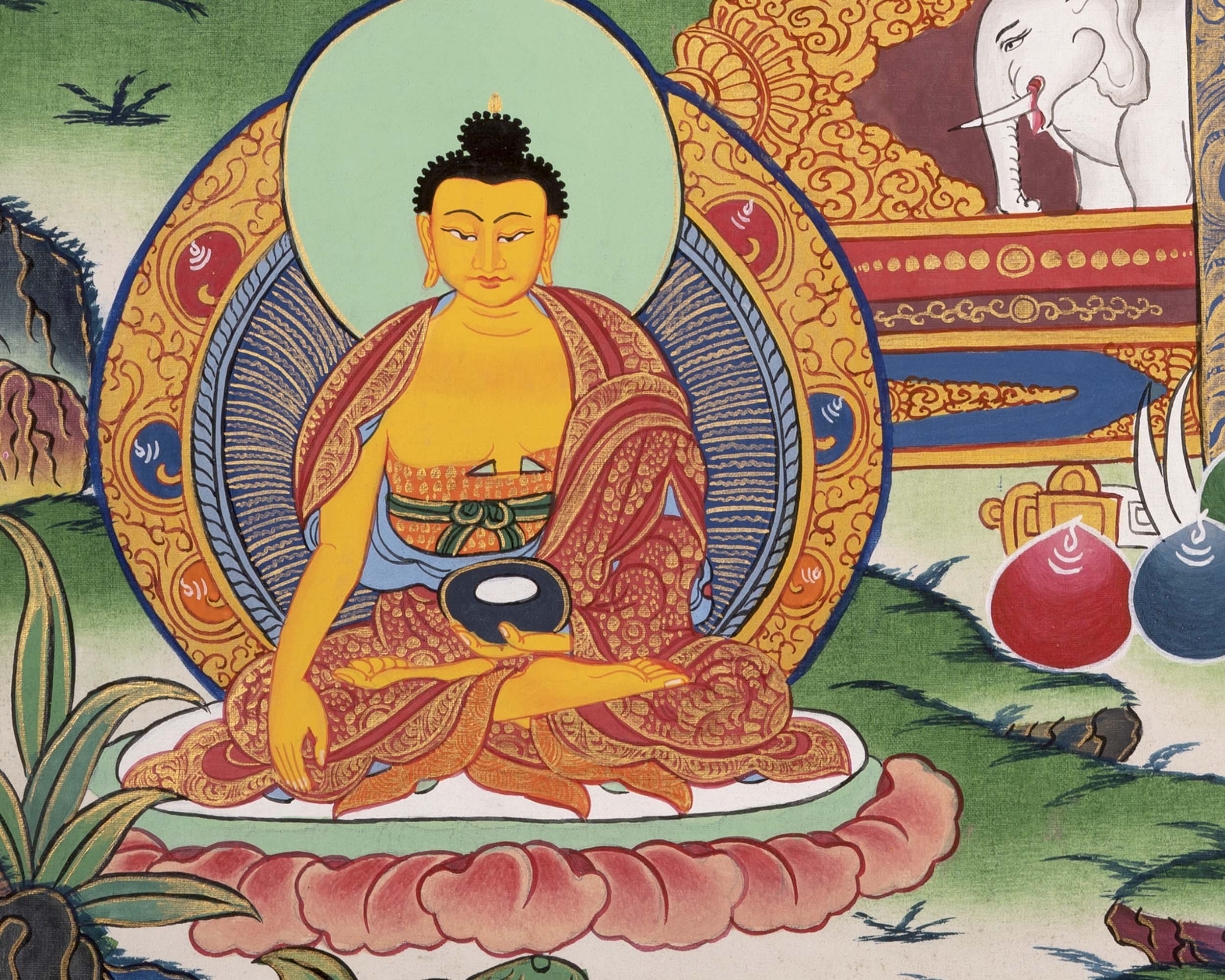 Medicine Buddha Thangka | Tibetan Healing Blue Buddha
