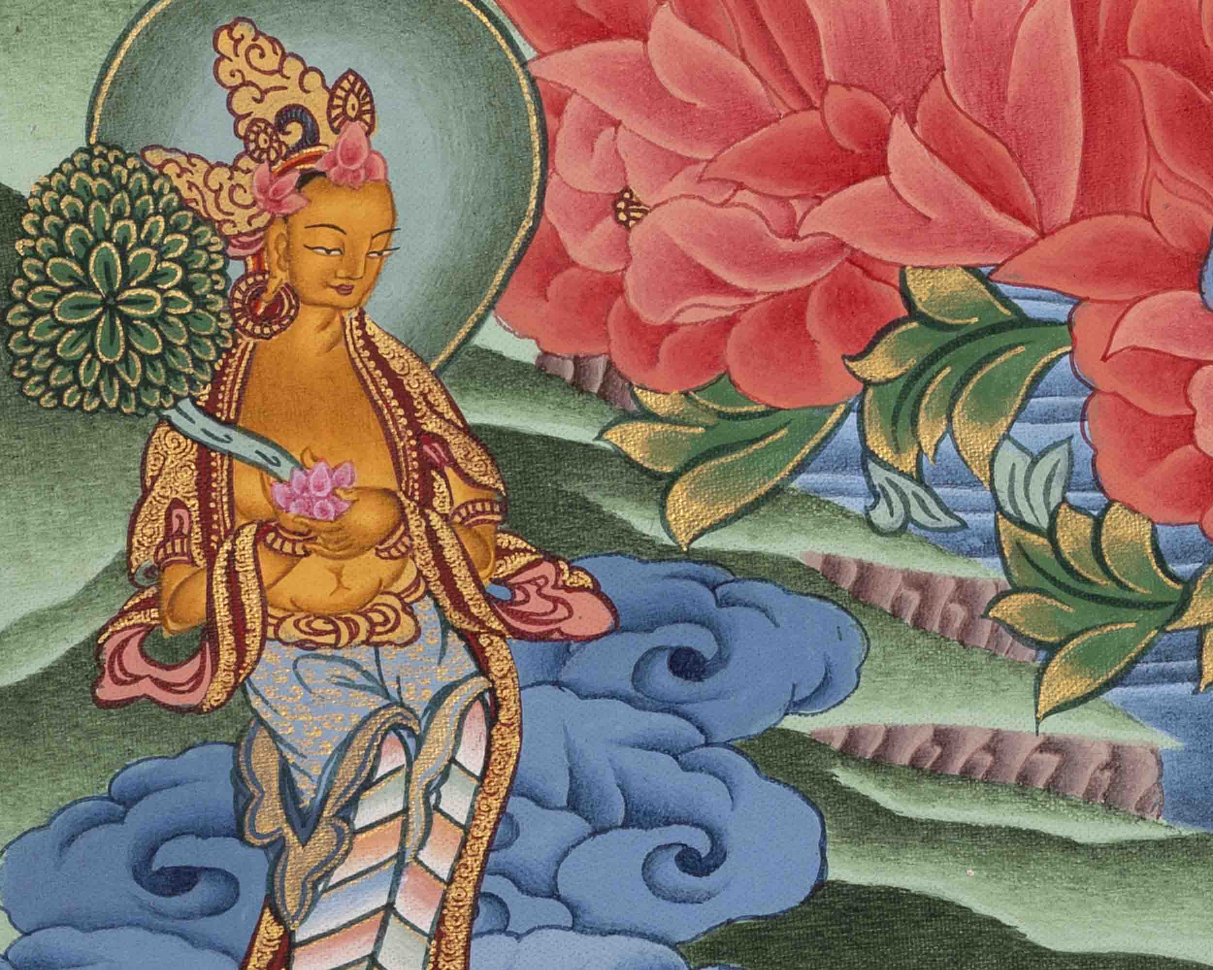 Goddess Green Tara | Religious Buddhist Artwork | Wall Decors