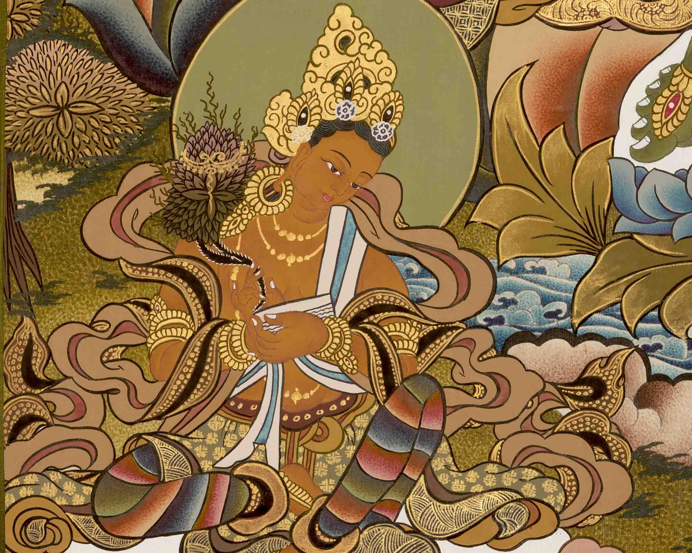 Green Tara Tibetan Thangka Painting | Wall Hanging Decor