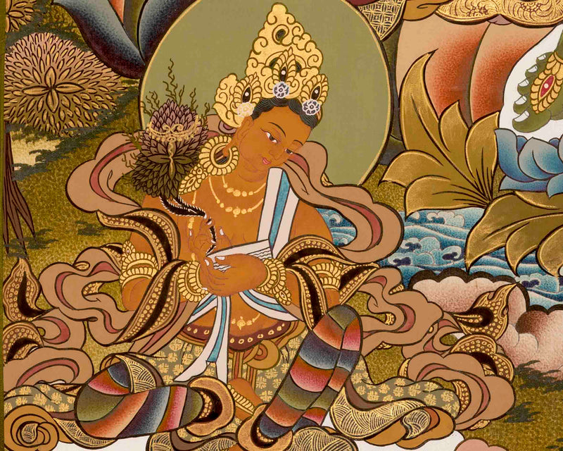 Green Tara Tibetan Thangka Painting | Wall Hanging Decor