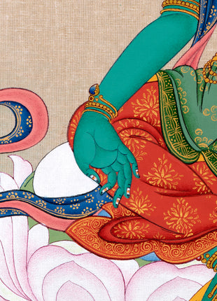 Green Tara | Tibetan Thangka Painting | Handmade Tara Art