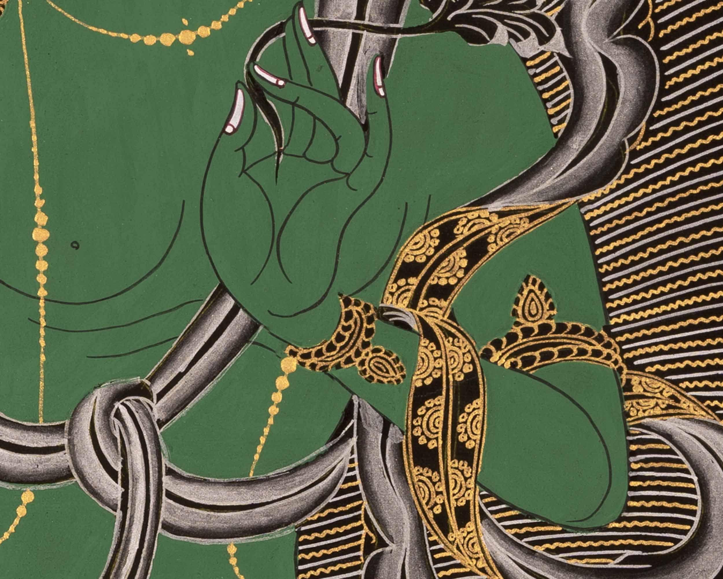 Female Green Tara | Handpainted Thangka