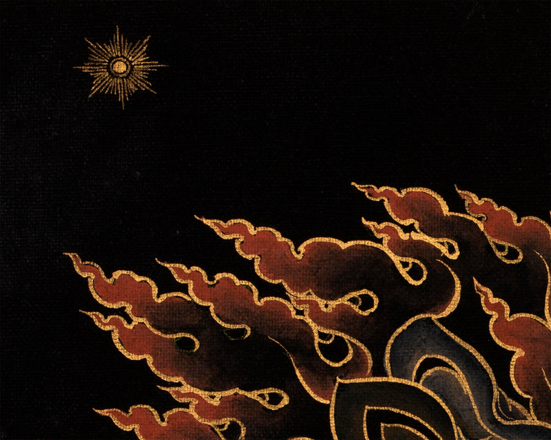 Mahakala Bernagchen Thangka | Traditional Black and Gold Painting