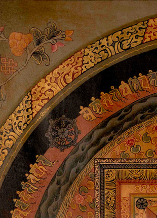 Oil Varnished Kalachakra Mandala | Tibetan Thangka Painting
