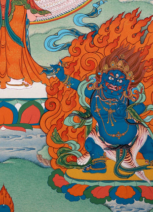 1000 Armed Chenrezig With Manjushri, Vajrapani and Amitabha | Thangka Print
