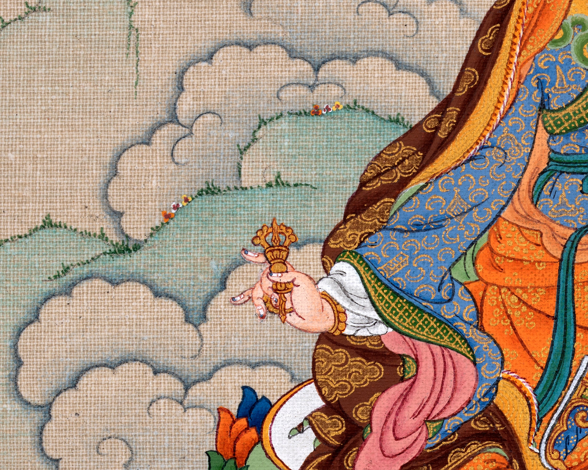 Tibetan Guru Rinpoche Thangka | Tantric Buddhist Master