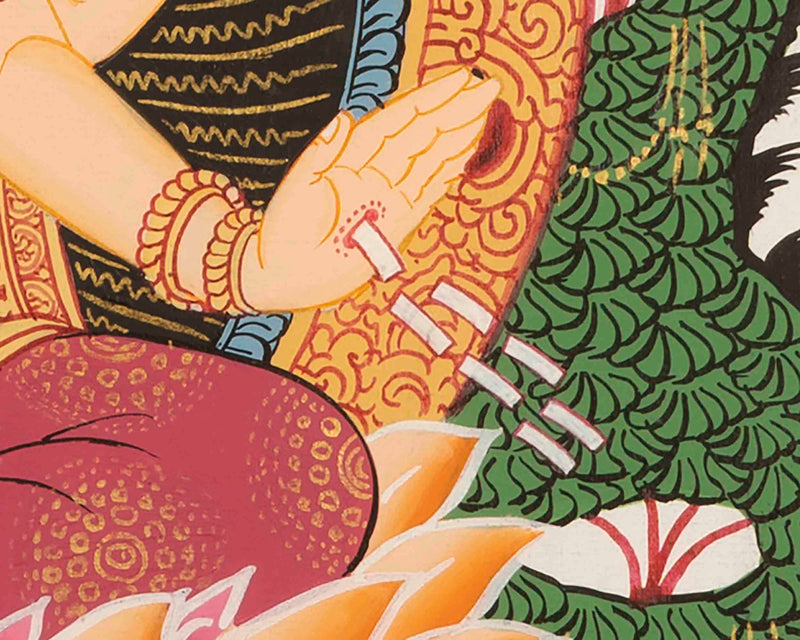 Goddess Laxmi Thangka | Hindu Wealth Deity | Wall Decoration