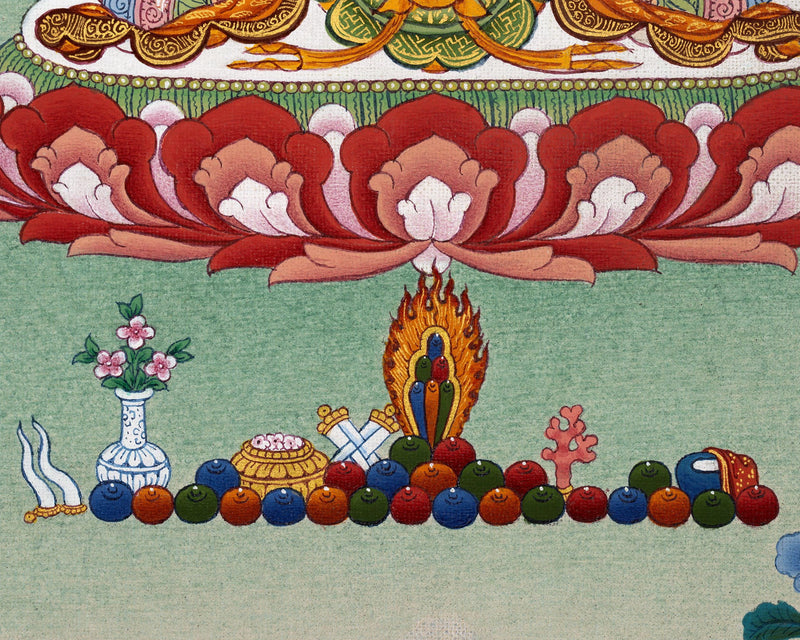 White Tara Thangka | Tibetan Tara Painting (includes Brocade)