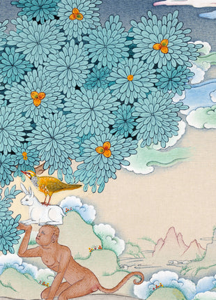 The Four Harmonious Friends | Honoring the Age | Tibetan Thangka